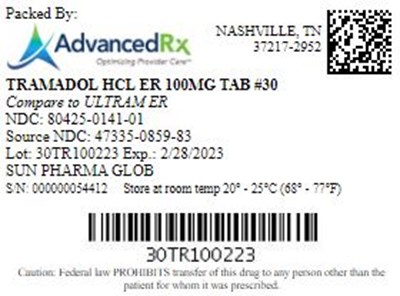 Tramadol HCL ER 100mg Qty 30 NDC 80425-0141.jpg Tramadol HCL ER 100mg Qty 30 NDC 80425 0141